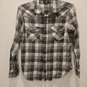 Frye Black and Gray Plaid Casual Shirt